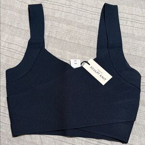Aritzia Navy Blue Sculpt Knit Crop Top